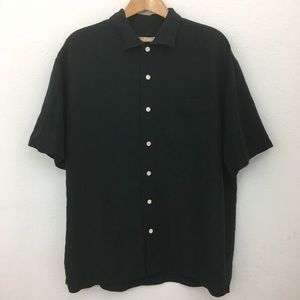 Batik Bay button down shirt short sleeve black L